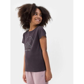 Dievčenské tričko s potlačou 4FJSS23TTSHF387-50S tmavo fialové - 4F