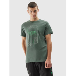 Pánske bavlnené tričko 4FAW23TTSHM0872-44S zelené - 4F