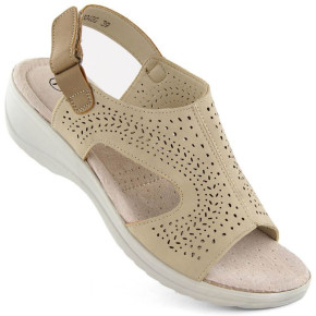Šnurovacie sandále na suchý zips Potocki W WOL239 beige